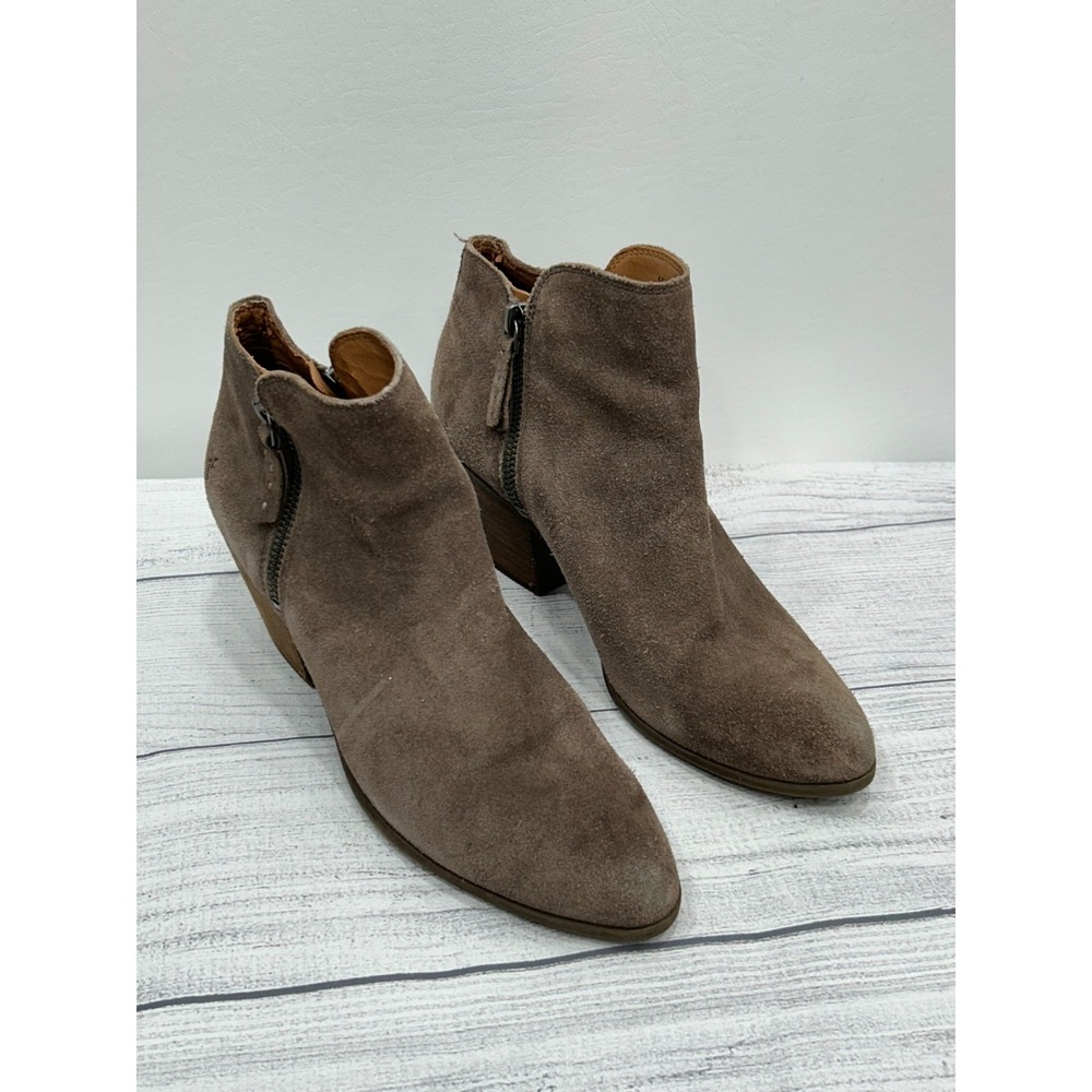 Frye Ankle Booties Womens 8.5 Brown Leather Side‎ Zip Block Heel Pointed Toe